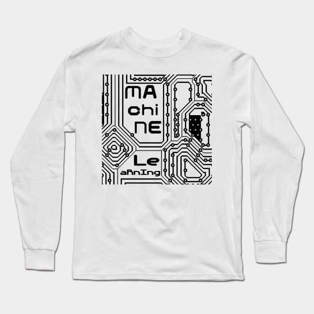 Machine Learning Computer Micro Chip Black Long Sleeve T-Shirt by aRtVerse